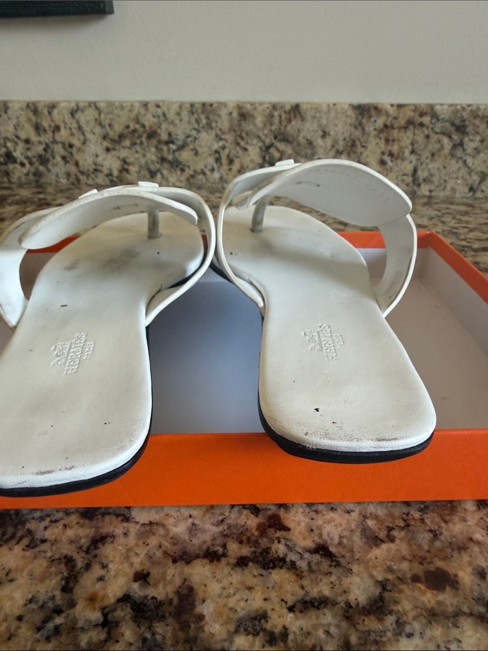 Hermes White Leather Women Slide Sandals - Picture 12 of 13